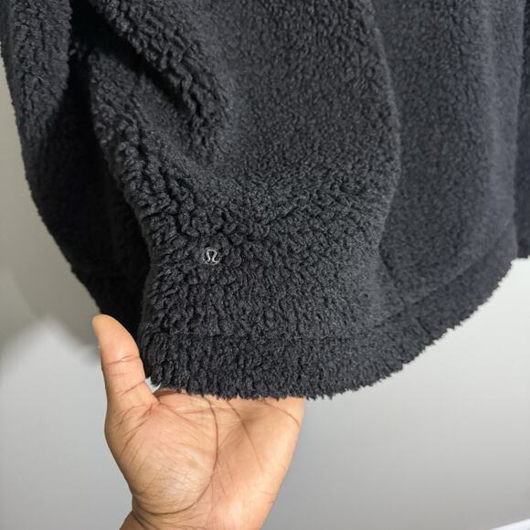 LULULEMON Women’s Black Cinchable Cropped Fleece Zip-Up Jacket Size 0 Fuzzy - Picture 6 of 9